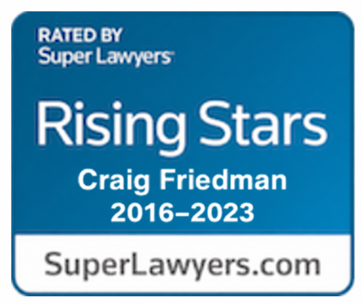 Craig Friedman, selected to Rising Stars 2016–2023